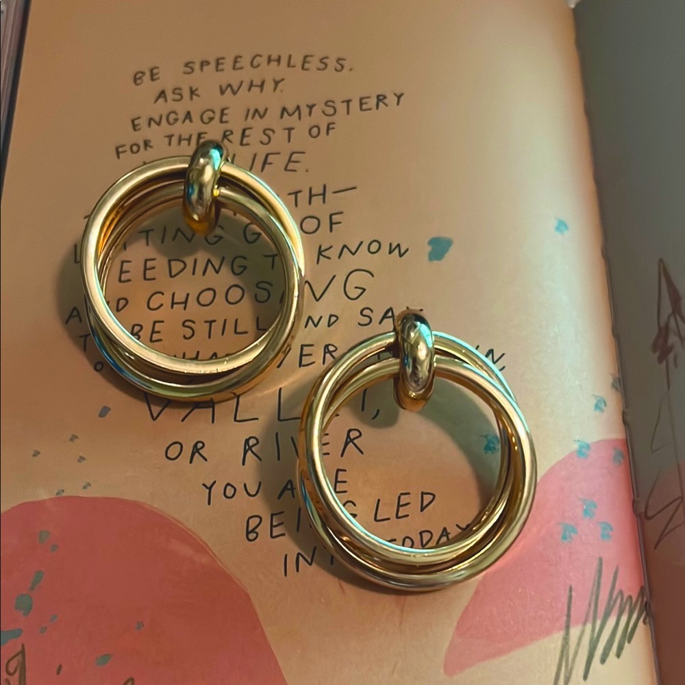BNIB Silk & Salt Double Loop Knot Gold Plated Earrings
